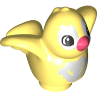 Lego Duplo Animal Bird with White Chest and Coral Beak Print / Bright Light Yellow