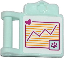Lego Friends Accessories Medical Clipboard with Bar Handle with Chart with Pink Heart and Paw Print Pattern (Sticker) - Set 41085