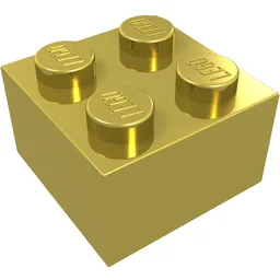 Brick 2 x 2 / Chrome Gold