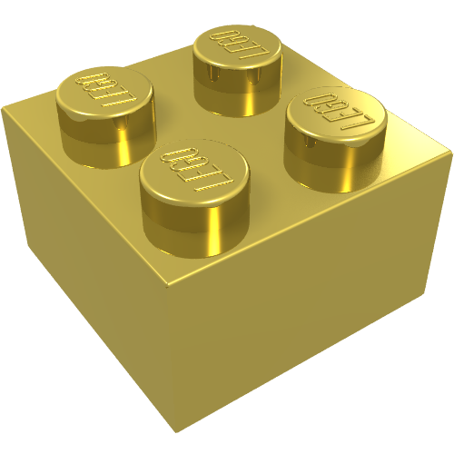 Lego Brick 2 x 2 / Chrome Gold