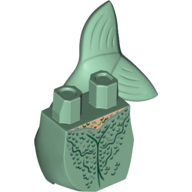 Lego Tail, Mermaid Curved with Green and Gold Scales Print