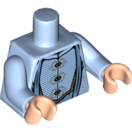 Lego Torso Robes with 3 Silver Clasps, Medium Blue Details Print (Albus Dumbledore), Bright Light Blue Arms, Light Nougat Hands / Bright Light Blue