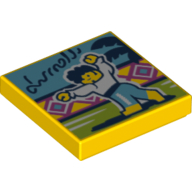 Lego Tile 2 x 2 with Latin Dance print / Yellow
