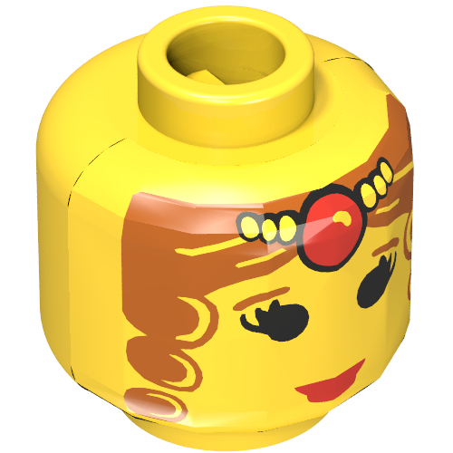 Lego Minifig Head Queen Leonora / Maiden, Eyelashes, Curly Hair and Tiara Print [Blocked Open Stud] / Yellow