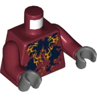 Torso, Black and Bright Light Orange Splotches (Squid) Print, Dark Red Arms, Dark Bluish Gray Hands / Dark Red