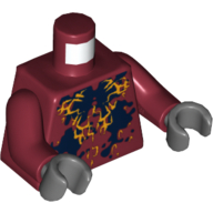 Lego Torso with Black and Bright Light Orange Splotches (Squid) Print, Dark Red Arms, Dark Bluish Gray Hands / Dark Red