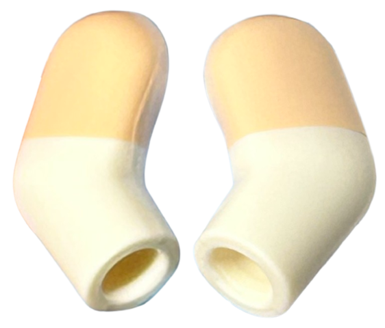 Lego Arm, (Matching Left and Right) Pair with Molded Light Nougat Short Sleeves  Pattern / White