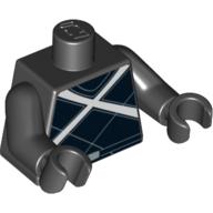 Lego Torso White X and Belt Print, Black Arms and Hands / Black