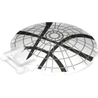 Dish 6 x 6 Inverted - No Studs with Handle with Rose Window and 4 Dark Bluish Gray Lines Print / Trans-Clear