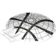 Lego Dish 6 x 6 Inverted - No Studs with Handle with Rose Window and 4 Dark Bluish Gray Lines Print