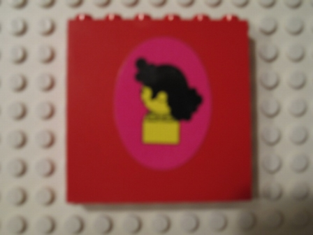 Lego Brick 1 x 6 x 5 with Homemaker Figure / Maxifigure Head Coiffure, Facing Left Pattern (Sticker) - Set 230-1
