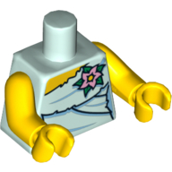 Lego Torso Wrapped Dress with Pink Flower Print, Yellow Arms and Hands / Light Aqua