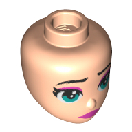 Lego Minidoll Head Dark Turquoise Eyes, dark Pink Eye Liner, Dark Pink Lips / Light Nougat
