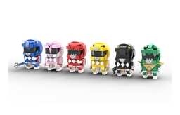 Mighty Morphin Power Rangers Full Team Brickheadz (MMPR, 恐竜戦隊 ジュウレンジャー, ZyuRanger)