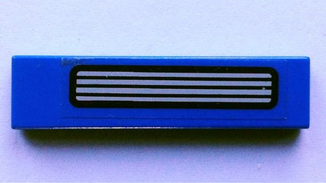 Lego Tile 1 x 4 with Black and Light Gray Exhaust Vent Grille Pattern (Sticker) - Sets 5541 / 5571 / 10151 / Blue