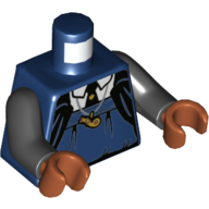 Lego Torso Robes, White Shirt, Black Tie, Small Gold Whistle Print, Black Arms, Dark Orange Hands / Dark Blue
