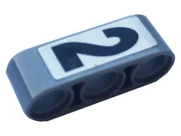 Technic, Liftarm Thick 1 x 3 with Black Number 2 on White Background Pattern (Sticker) - Set 42123