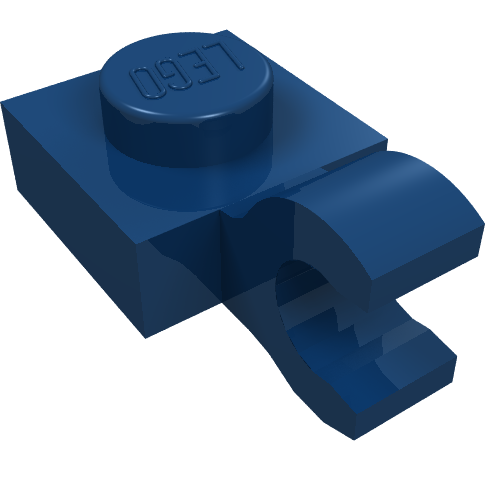 Lego Plate Special 1 x 1 with Clip Horizontal [Thick Open O Clip] / Dark Blue