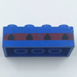 Brick 2 x 4 with 4 Plane Windows in Thin Red Stripe Print / Blue