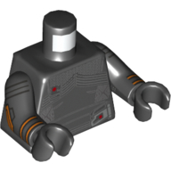 Lego Torso Armor, Dark Oranges Stripes on Arms print, Black Arms and Hands (Fennec Shand) / Black