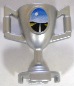 Lego Minifigure, Utensil Trophy Cup with Road and Full Moon Pattern (Sticker) - Set 8898