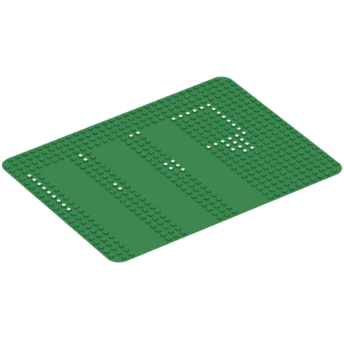 Lego Baseplate 24 x 32 with Three Driveways and Dots Print [355] / Green