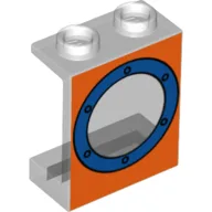 Panel 1 x 2 x 2 with Porthole Blue on Orange Background Print / Trans-Clear