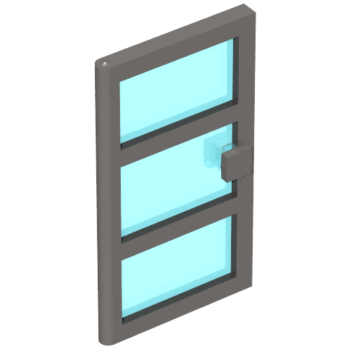 Lego Door 1 x 4 x 6 with 3 Panes with Trans-Light Blue Glass / Dark Bluish Gray