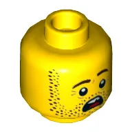 Minifig Head Jonas Jr, Stubble Beard, Open Mouth Scared, Teeth / Yellow