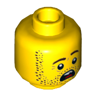 Lego Minifig Head Jonas Jr, Stubble Beard, Open Mouth Scared, Teeth / Yellow