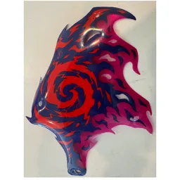 Wing, Right, Dragon, Red Swirl, Dark Purple and Magenta Membranes Print