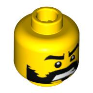 Lego Minifig Head Spartan Warrior, Beard with Ragged Edges, Black Eyebrows, Bared Teeth Print [Blocked Open Stud] / Yellow