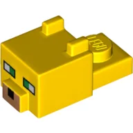 Animal Body Part, Cat Head 1 x 2 with Cube with Ears, Nose and Pixelated Face Print (Ocelot) / Yellow