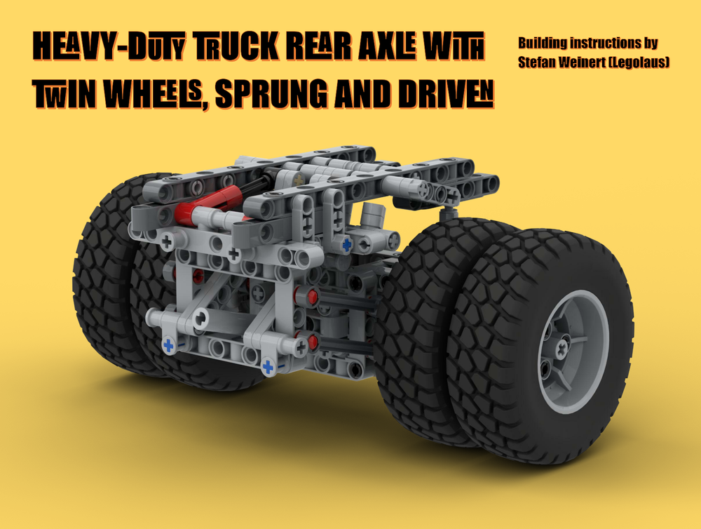 Lego Heavy-Duty Rear Axle with Twin Wheels, sprung and driven