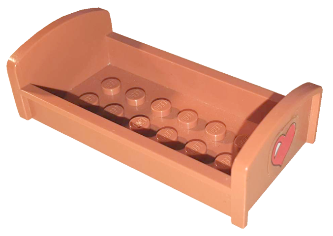 Lego Fabuland Bed with Red Heart Pattern on Both Ends (Stickers) - Set 3678