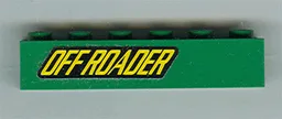 Brick 1 x 6 with Yellow 'OFF ROADER' Pattern Model Left Side (Sticker) - Set 4589