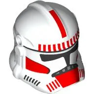 Helmet Clone Trooper Phase 2, Closed Front, Holes for Visor with Black Visor, Red Markings Print / White