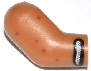 Lego Arm, Right with White Stripe Icing and Dark Orange Dots Pattern