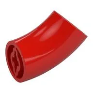 Brick Round 2 x 2 D. Tube with 45° Elbow and Axle Holes (Crossholes) at Each End [LONG] / Red
