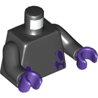 Lego Torso Dark Purple Spots Print, Black Arms, Dark Purple Hands / Black