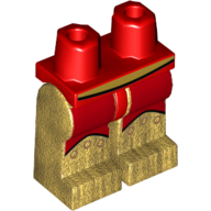 Lego Hips and Pearl Gold Legs with Gold Belt and Boots over Red Pants print / Red