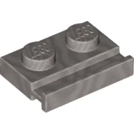 Plate Special 1 x 2 with Door Rail / Flat Silver