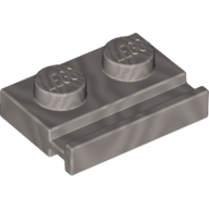 Lego Plate Special 1 x 2 with Door Rail / Flat Silver