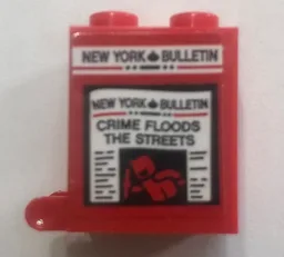 Container, Box 2 x 2 x 2 with Newspaper Rack 'NEW YORK BULLETIN' and 'CRIME FLOODS THE STREETS' Pattern (Sticker) - Set 76108
