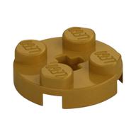 Lego Plate Round 2 x 2 with Axle Hole Type 1 (+ Opening) / Pearl Gold