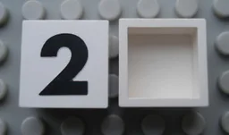 Modulex Tile 2 x 2 with Black '2' Print, without Internal Supports