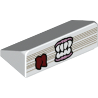 Lego Brick Sloped 30° 1 x 2 x 2/3 with Bookmark, Teeth with Gums print / White