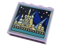 Brick 1 x 4 x 3 with Castle and Mountains Pattern (Sticker) - Set 43197
