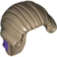 Lego Hair Long Tied Back with Dark Purple Ribbon Print / Dark Tan