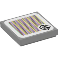 Tile 2 x 2 with Scaredy Rat and Barcode Print (Sticker) / Light Bluish Gray